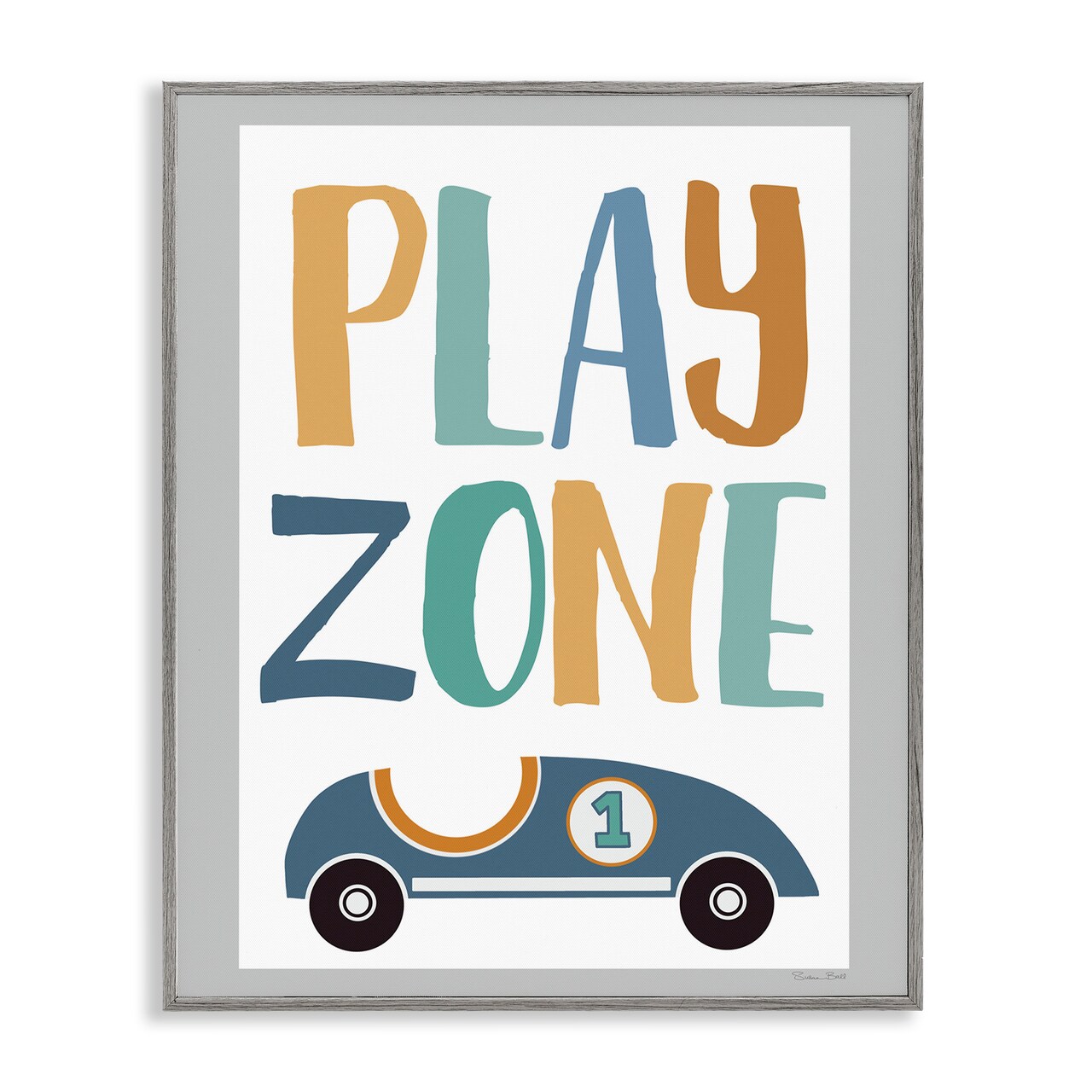 Stupell Industries Play Zone Racecar Framed Giclee, design by Susan Ball